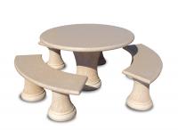 Ref. 804 Mesa Redonda - Altura 75 cm x Longitud 125 cm-con 3 bancos medias lunas
